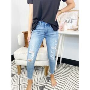 Judy Blue FAB 5 Mid Rise Destroyed Skinny Jeans Medium Wash Blue Womens Sze 9/29